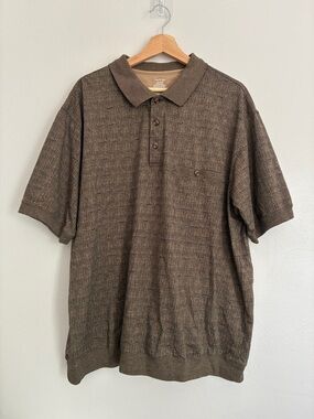 Polished Men's Brown Textured Polo Shirt